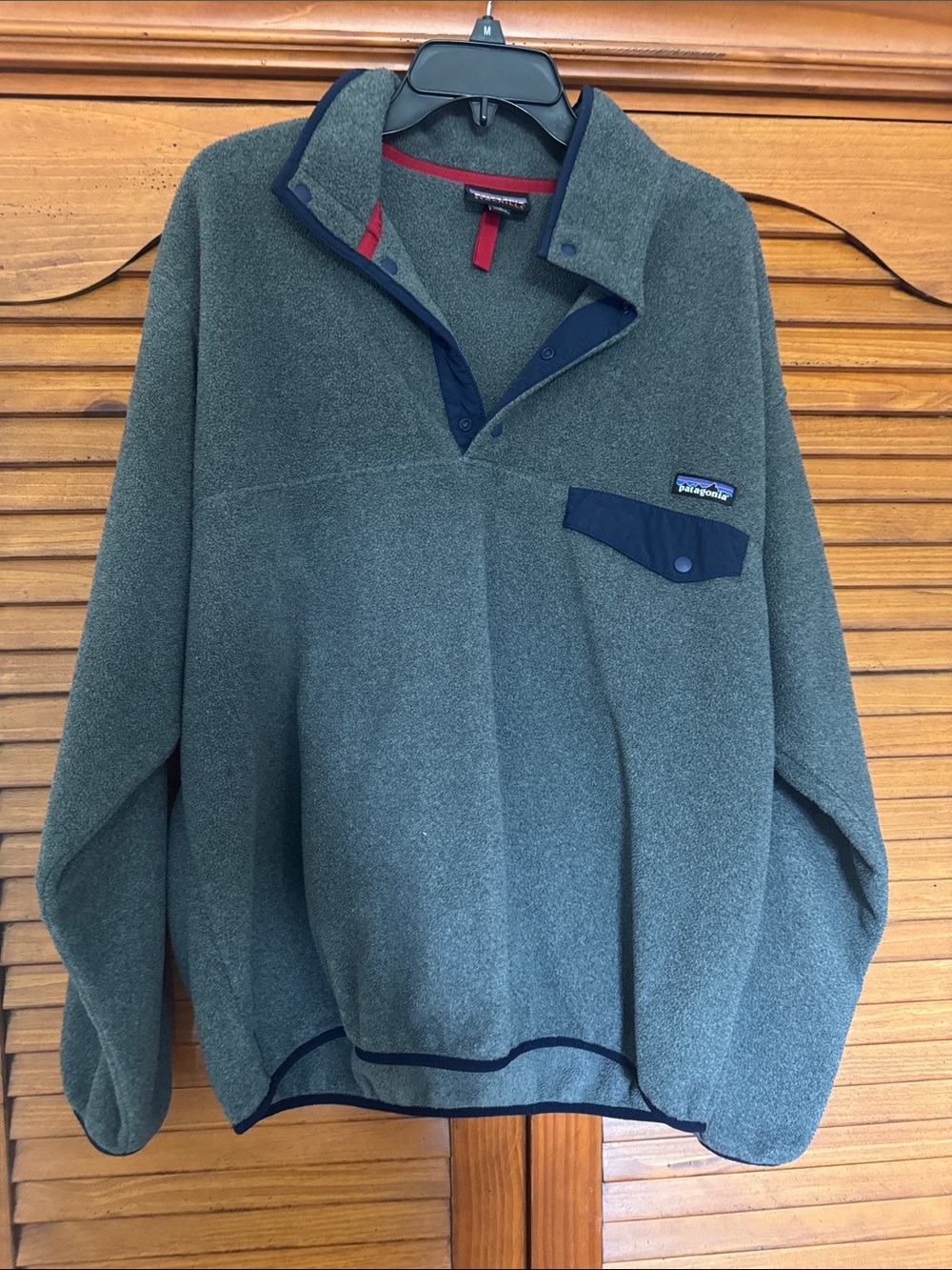 Patagonia Grey Fleece Pullover with Navy Accents